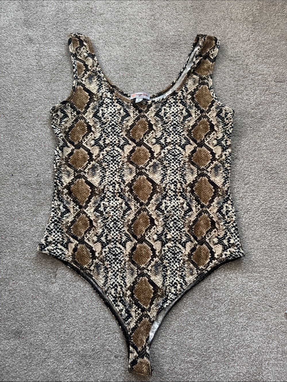 Snake Print Bodysuit in Brown - Women's Tank Style
